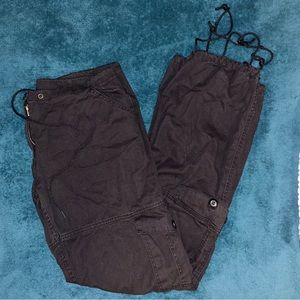 Black Wide Leg Drawstring Cargo 90’s Y2K Real Military Utility Pocket Pants